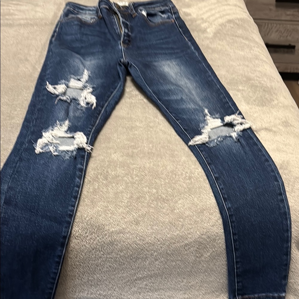 Wax Jean Blue Skinny Distressed Jeans